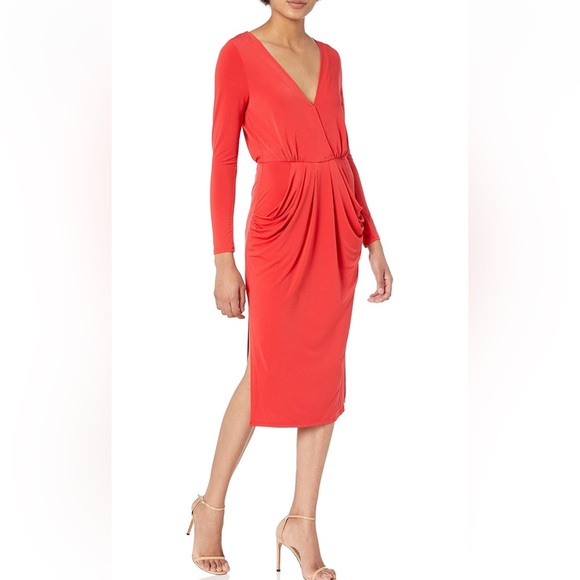 BCBGeneration Deep V Neck Drapey Pocket Dress - Picture 2 of 7